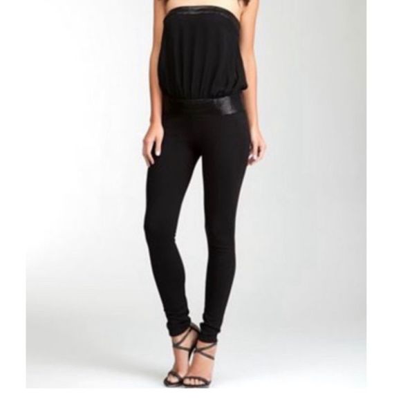 bebe Pants - Bebe Black Strapless Blouson Sequin Jumpsuit Small